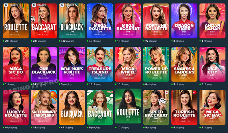 Stake Live Casino Section