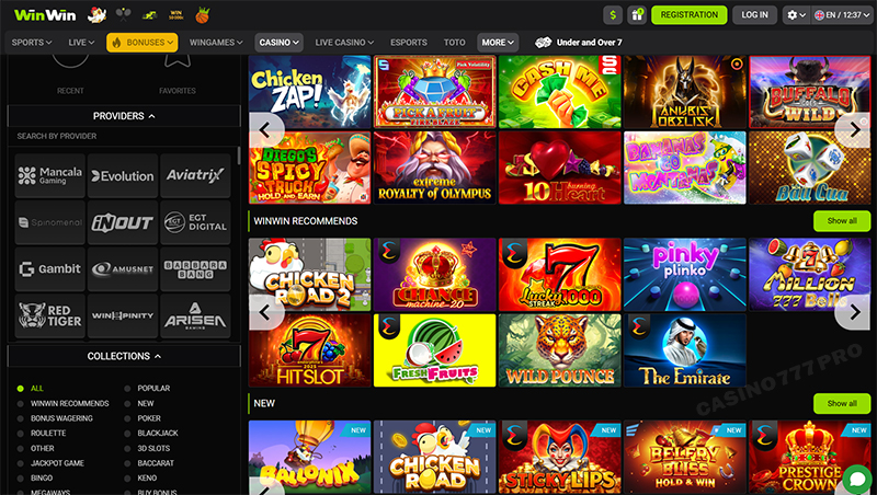 Winwin Online Casino Section